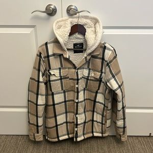 Holster men’s Sherpa lined jacket, large, brown and white